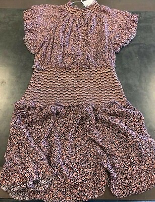 #ad Jonathan Simkhai Serena Floral Print Crinkle Chiffon Dress Size 10 NWT $215.00