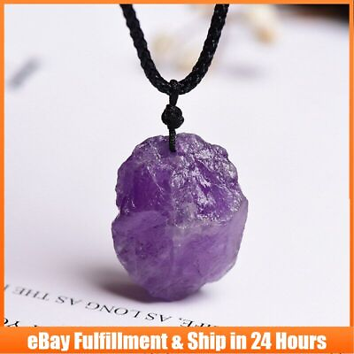 #ad Natural Amethyst Quartz Crystal Pendant Chakra Healing Gemstone Reiki Necklace $8.29