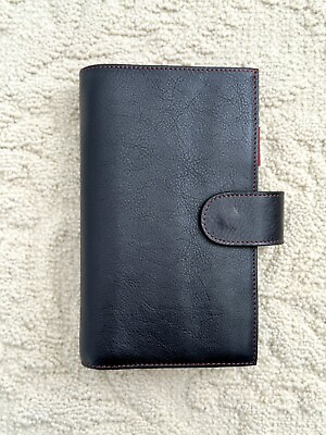 #ad Leather Slim Personal Size Blackamp;Red Organizer New C $39.00