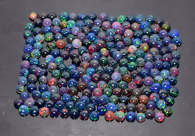 #ad A 4MM Natural Ethiopian Welo Fire Black Opal Loose Gemstone Cabochon LOT313 $54.00