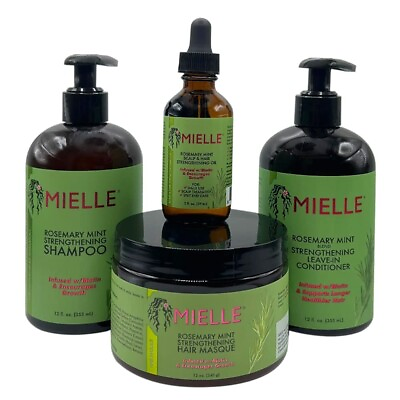#ad MIELLE Rosemary Mint Strengthening Curly Hair Care Products 4Pcs Bundle Set $58.95