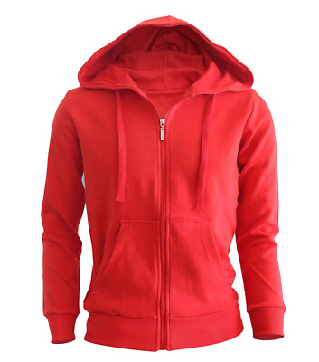 Men#x27;s Zip Up Hoodie Jacket Plain Full Zipper Hooded Fleece Sweatshirt Athletic $18.95