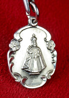 #ad Carmelite Nun#x27;s RARE Infant of Prague Patron of Infertile Couples Sterling Medal $74.99