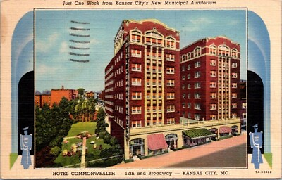 #ad Vintage Postcard Hotel Commonwealth Kansas City Missouri MO 1948 X513 $12.95