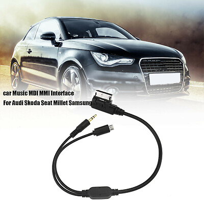 #ad AMI MDI MMI 3.5 mm AUX Interface Adapter Car Audio Micro USB Cable For Audi VW $7.99
