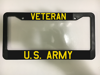 #ad Veteran US USA ARMY MILITARY Patriotic Vet Black License Plate Frame NEW $10.49