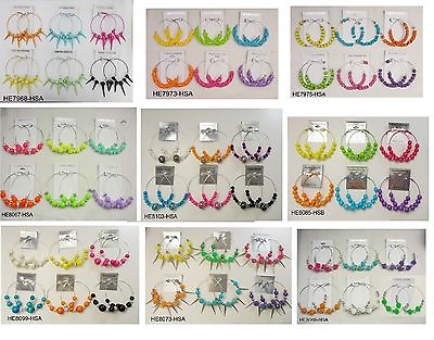 #ad A 88 Wholesale Jewelry lots 10 pairs Big Colorful Fashion Hoop Earrings $10.99