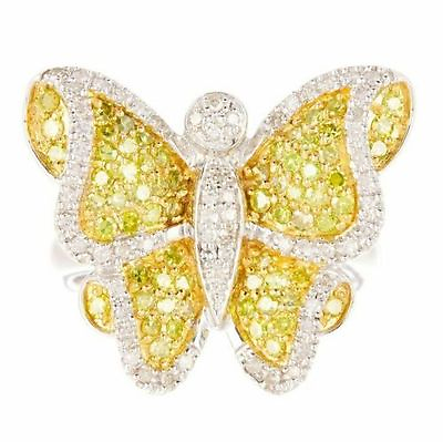 #ad Cocktail Party Ring inspired 925 Sterling Silver Yellow White Butterfly Gift $299.00