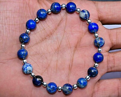 #ad Lapis Lazuli Natural Gemstone Spacer Round Sphere Beads 8mm 7quot; Bracelet AN 079 $9.99