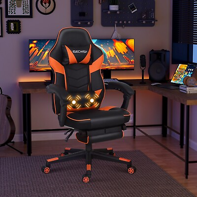#ad Computer Gaming Chair with Massage Function Ergonomic Racing Desk Chair Footrest $179.99