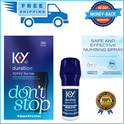 #ad K Y Duration Spray 0.16 fl oz for Men Pleasure Enhancer 36 Sprays Easy Appl $28.97