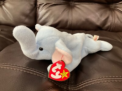 #ad Ty Beanie Babies Peanut The Elephant Light Blue $200.00