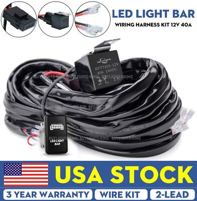 #ad 9ft 40A 12V Switch amp; Relay Wiring Harness Kit LED Fog Work Light Bar Fuse 120W $12.02