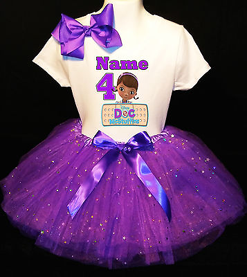 #ad Doc McSTUFFINS *With NAME* 4th fourth 4 Birthday purple Tutu dress Fast Shipping $37.99
