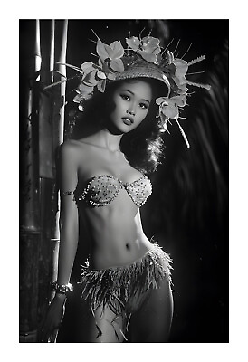 #ad Vintage Tiki Theme Hula Dancer Art Print yi1 $19.99