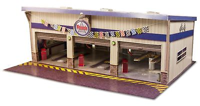 #ad 1:64 Scale Slot Car HO Pit Stop Garage Photo Real Building Track HotWheelsLayout $16.30