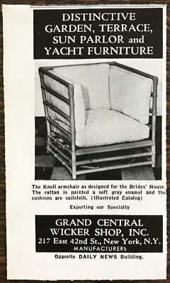 #ad 1939 Grand Central Wicker Shop NYC Ad Garden Terrace Sun Parlor Yacht Furniture $5.65