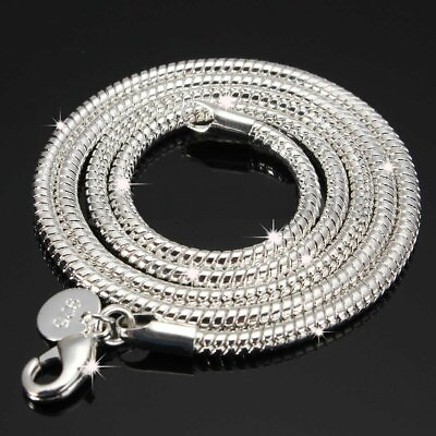 #ad #ad 925 Sterling Silver Snake Chain Necklace 3MM 20#x27;#x27; Stunning $5.64