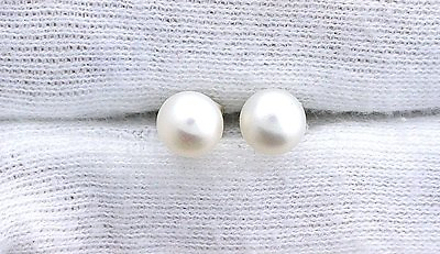 #ad Pair Freshwater Round Button Pearl Pure REAL Sterling Silver Earring EBS2492 $15.16