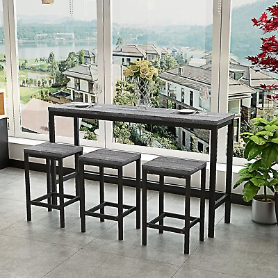 #ad Modern Design Kitchen Dining Table Set with 3 Stools $213.80