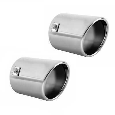 #ad Pack of 2 Car Muffler Exhaust Tip Stainless Steel Chrome Pipe Fit 1.75 2.5 inch⌀ $25.99