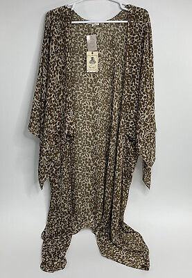 #ad Brand New Easel Open Front Sheer Cheetah Print Kimono Layering NWT Women’s S $28.80