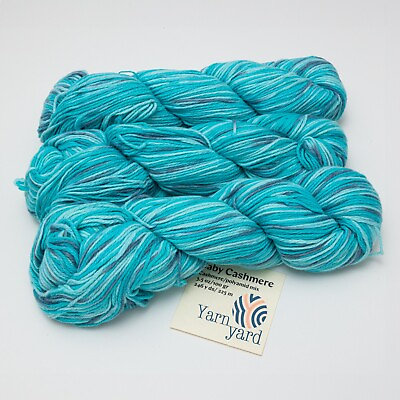 #ad Cashmere Yarn Blend Turquoise Blue Hand Dyed Cashmere for Crochet and Knitting $13.99