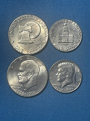 #ad 2 Bicentennial Coins Lot 1 IKE “Silver Dollar” and 1 Kennedy Half Dollar. $4.99