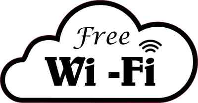 #ad 5in x 2.5in Cloud Free Wi Fi Sticker Vinyl Decal Business Wi Fi Sign Decal $7.99