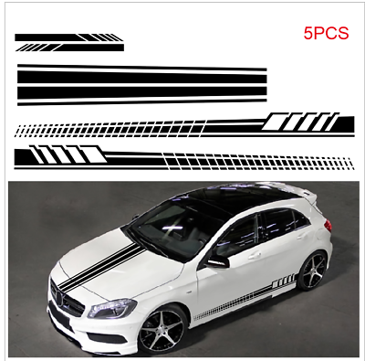 #ad 5PCS Long Stripe Graphics Car Racing Side Body Mirror Vinyl Decal Stickers $10.99