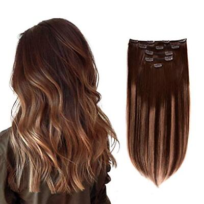 #ad 5 Pieces 12quot; Remy Clip in Hair Extensions Human Hair Chocolate Brown to Honey... $60.31