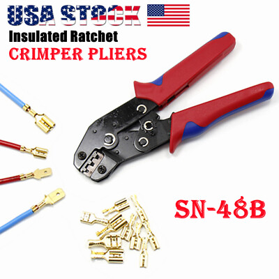 #ad Cable Wire Connectors Terminal Ratchet Crimping Tool Insulated Crimper Pliers US $21.59