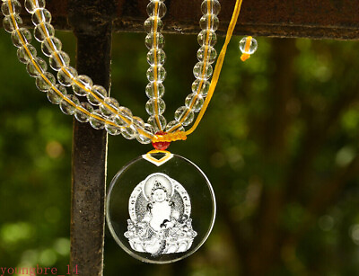 #ad 65cm Blessing Crystal Pendant Necklace Yellow God of Wealth Pendant Originality $18.92