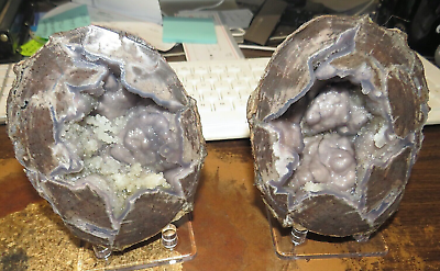 #ad ONE HUGE PAIR OPENED UTAH DUGWAY GEODE WITH GORGEOUS DRUZE CRYSTAL HOLLOW STDS $80.96