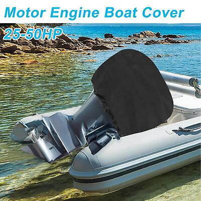 #ad 600D Outboard Boat Motor Covers Sunproof for Yamaha for Mercury 25 50HP Black AU $29.65