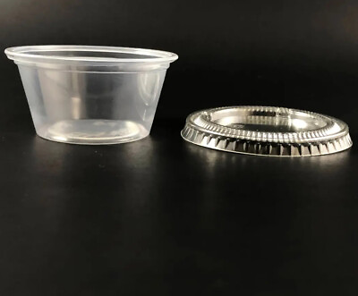 #ad 2 oz Plastic Clear Disposable Portion Cups Sauce Souffle Cup With Lids BPA Free $10.98