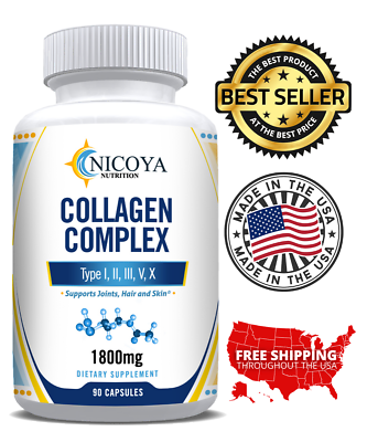 #ad 100% Natural Multi Collagen Peptides Anti Aging Skin Collagen Pills 90 Capsules $15.00