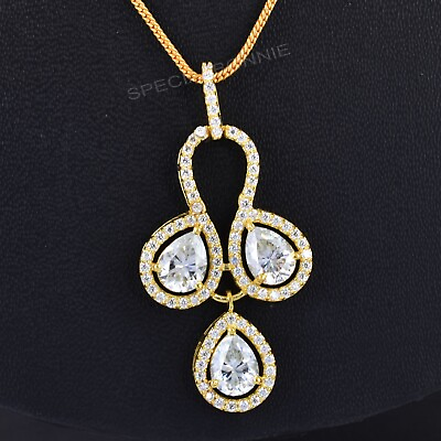 #ad 3.3 Ct Certified Pear Cut Diamonds Designer Pendant 925 Silver Diamond Accents $160.00