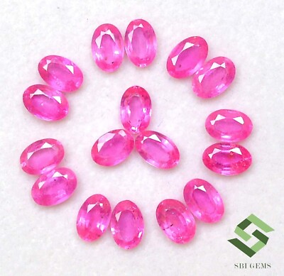#ad 6x4 mm Natural Ruby Oval Cut Lot 15 Pcs 9.21 Cts Calibrated Loose Gemstones GF $199.99