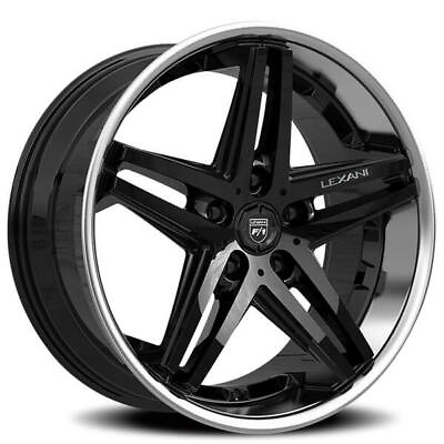 #ad #ad 4ea 20quot; Staggered Lexani Wheels Ekko Black with SS Lip Rims S43 $2169.00