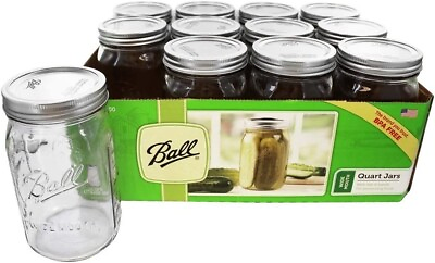 #ad Ball Wide Mouth Quart Canning Jars Lids and Bands Pack of 12 Mason Jars 32oz $19.99