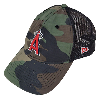 #ad New Era LA Angels Camouflage Baseball Trucker Cap Hat Camo black mesh $16.24