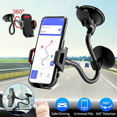 #ad Car Windshield Universal Mount Holder Suction Cup Gooseneck 360°Cell Phone Stand $12.98