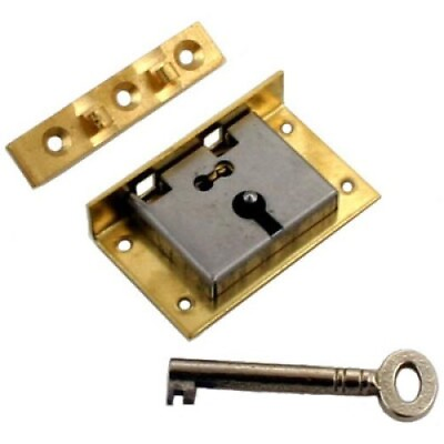 #ad Extra Large Brass Half Mortise Chest Lock with Skeleton Key $31.99