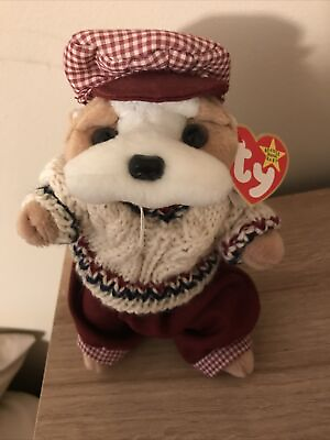 #ad 1996 Ty Beanie Babies WRINKLES the Bulldog Vintage Plush In Golf Attire Stand $100.00