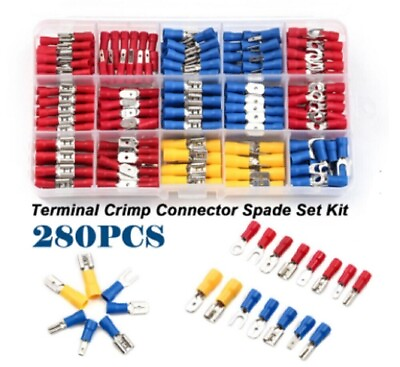 #ad 280PCS Assorted Crimp Spade Terminal Insulated Electrical Wire Connector Kit Set $8.65