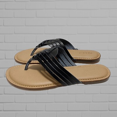 #ad Torrid Braided Sandals 11 WW Black Shoes Extra Wide Width Flip Flops Resort NEW $21.99