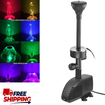 #ad 660GPH Submersible Pump Pond Fountain w Inside Filter and RGB Colorful LED Light $59.99