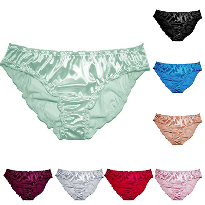 #ad 5 1Pack Sexy Women Ladies Satin Silky Briefs Panties Lingerie Underwear Knickers $16.09