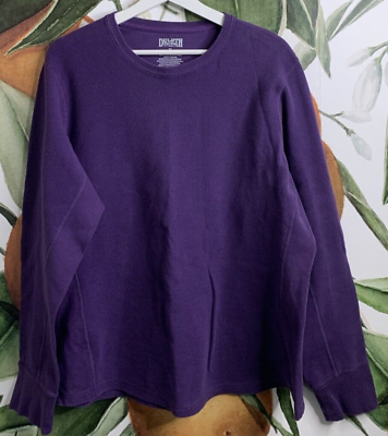 #ad Duluth Trading Co XL Womens Waffle Knit Thermal Long Sleeve Purple Shirt Cotton $26.25